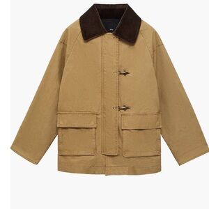 Mango Tan Jacket with Black Collar
